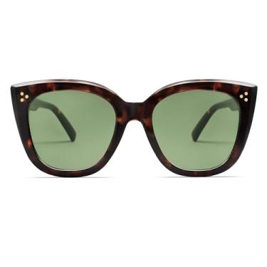 Imagem de Óculos de sol redondos grandes para mulheres e homens, moderno, retrô, moderno, quadrado, olho de gato, óculos de sol para dirigir, pescar, golfe, Tartaruga/verde, Oversized