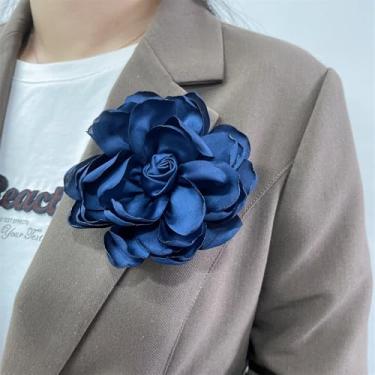 Imagem de Broche grande de flor rosa de tecido delicado alfinetes de lapela elegantes broches de flores broche clássico para festa de casamento dança banquete para mulheres vestido terno cerimônia acessórios de