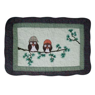 Imagem de Tapete Patchwork Banheiro Cozinha Corujinha 100% Algodão 61x42 Cm