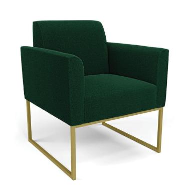 Imagem de Poltrona Sala De Estar Industrial Dourado Marisa Bouclê Verde D03 - D'rossi