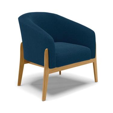 Imagem de Cadeira Sala De Jantar Base De Madeira Stella Bouclê D03 - D\'rossi Cor Azul