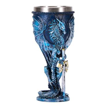 Imagem de UCOMINS Cálice de vinho medieval prata Dungeons and Dragon Cup Blue