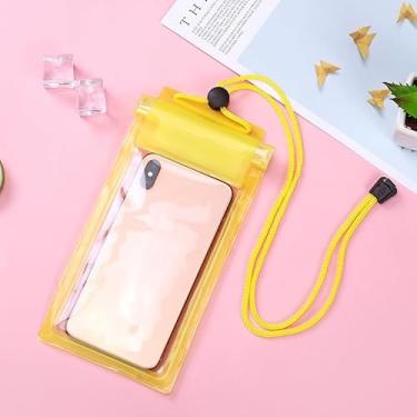 Imagem de Bolsa impermeável para celular, capa à prova d'água para Apple iPhone, Samsung e mais, bolsa seca IPX8 com cordão (amarelo)