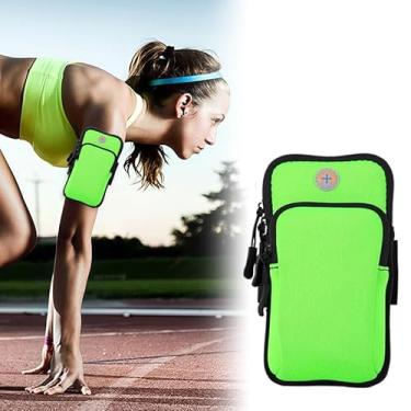 Imagem de Bolsa de braço de corrida à prova d'água para homens e mulheres - segura o celular e outros itens essenciais durante esportes ao ar livre e atividades físicas, verde