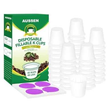 Imagem de Conjunto de cápsulas de café vazias preenchíveis descartáveis de 45 unidades, faça suas próprias cápsulas de café, kit de tampas de selos de alumínio compatível com todas as cafeteiras Keurig 1.0 e