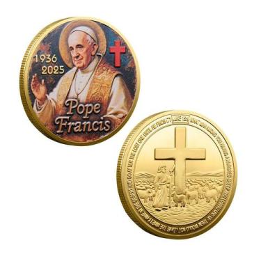 Imagem de Moeda Comemorativa Papa Francisco 1936-2025 Medalha de Metal 35g - yiw