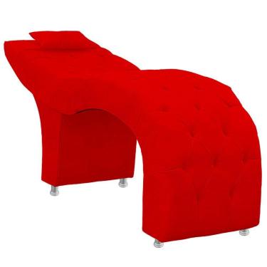 Imagem de Maca Estofada Capitone Julia Para Estetica Facial Sombrancelha E Cilios Suede Cor Vermelho