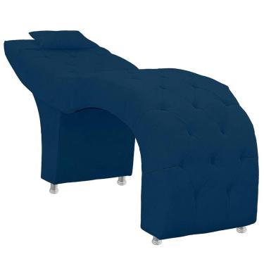 Imagem de Maca Estofada Capitone Julia Para Estetica Facial Sombrancelha E Cilios Suede Cor Azul Marinho