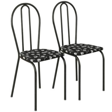 Imagem de Kit 02 Cadeiras Tubular America 004 Cromo Preto ARTEF