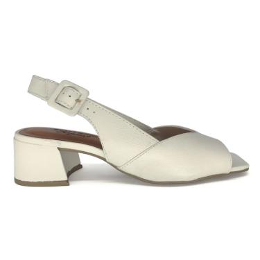 Imagem de Sandália Fem Bottero Salto Grosso Couro Off White 374004-11