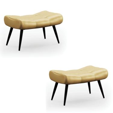 Imagem de Kit 02 Puffs Sher Facto Dourado Pés Palito De Ferro