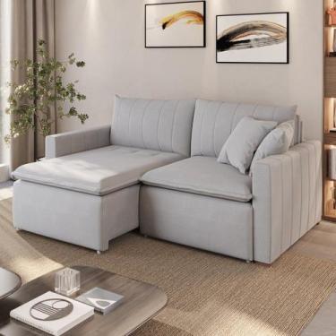 Imagem de Sofá Cama Retrátil em Madeira Eucalipto e Linho 210cm Uruguai - Concei