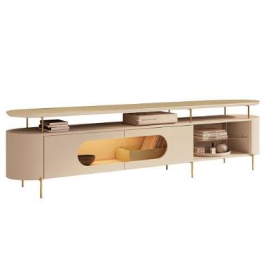 Imagem de Rack Para Sala de Estar TV 85 Pol Orgânico Sâmia B01 Off White Champag