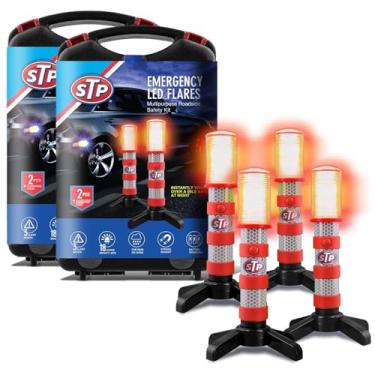 Imagem de XTREME STP Sinalizadores de estrada LED de emergência, 3 modos de iluminação separados: lanterna vermelha intermitente, vermelho sólido e branco, visível de até uma milha, suportes dobráveis/ímã