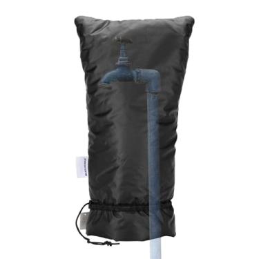 Imagem de MEASUREMAN Capa de torneira externa para proteção contra congelamento de inverno 63 cm A x 33 cm L 3 m Isolamento Thinsulate impermeável e à prova de geada Mangueira isolada Bibb Spigot Meia preta