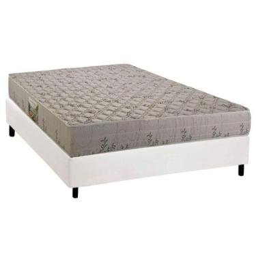 Imagem de Cama Box Casal: Colchão Espuma D33 Herval Cannes + Base CRC Corano Whi