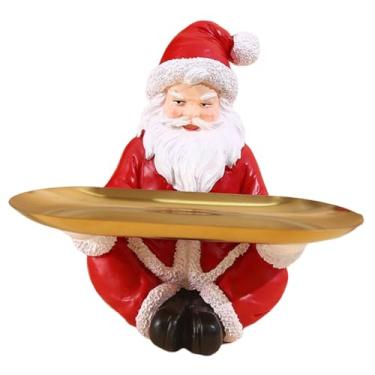 Imagem de Bothyi Recipiente para objetos diversos com decoração natalina, porta-chaves, bandeja organizadora para sobremesas e enfeite de entrada, Papai Noel
