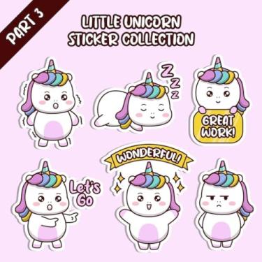 Imagem de Adesivos Decorativos Fofos Kawai Para Quarto Infantil e Cadernos com Unicórnios Emojis Animais - Conjunto de 380 Artefatos 30x30cm