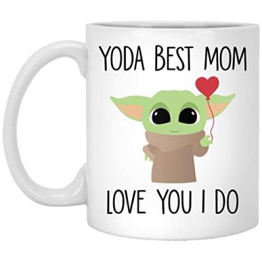 Imagem de Caneca de café Yoda Best Mom Ever Presente para bebê Yoda Caneca de café presente divertido para mãe, cartão de aniversário do mundo, melhor presente para mãe, canecas de mãe, 325 ml