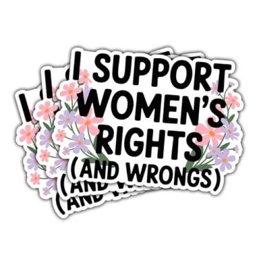Imagem de 3 adesivos feministas – Adesivo de vinil I Support Women's Rights and Wrongs, adesivos femininos engraçados à prova d'água para laptop, garrafa de água, carro, diário, presente de empoderamento