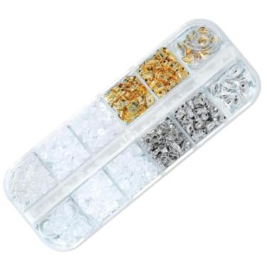 Imagem de 12 estilos, 600 peças, brincos de plástico transparente hipoalergênicos de borracha metálica, rolhas de embreagem de bala, kits de substituição para anzol, brincos e argolas