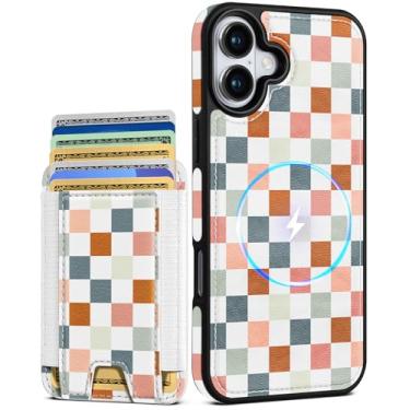 Imagem de Shorogyt Capa carteira para iPhone 17 – Serve para 7 cartões, compatível com Magsafe Suporte magnético destacável para cartão de crédito de couro bonito capa de telefone feminina meninas para Apple 17
