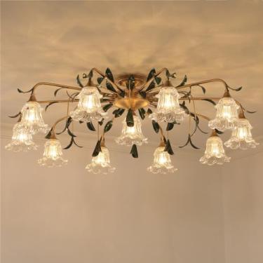 Imagem de Luminária de teto estilo pastoral americano, criatividade francesa, para sala de estar, restaurante, quarto, escritório, casa de campo, café, loja de roupas, decoração em LED, lâmpada em for