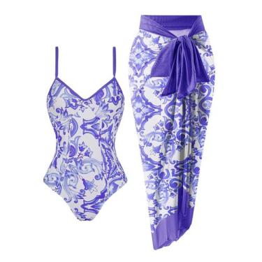 Imagem de Roupa de banho feminina de uma peça com capa de praia, roupa de banho 