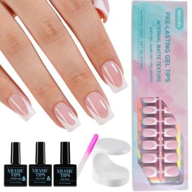 Imagem de Press On Nails Misssix French Tip 160 unidades de gel rosa curto