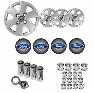 Imagem de Jogo Calota Aro 13 Ka 2003 Ford + Emblema Resinado + Tampa Ventil + Ca