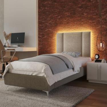 Imagem de Cabeceira Estofada Cama Box Solteiro com LED Moderna 90 cm - Tatite De
