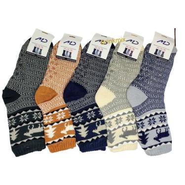 Imagem de 01 Par Meia Térmica Lã Masculino Grossa Para Inverno  Calça 39 a 42 An