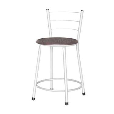 Imagem de Banqueta Baixa Assento Ratan Branca Retro - Lamar Design, Cinza claro