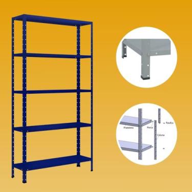 Imagem de Estante Aço 5 Prat. Bipartida 155x80x27 Azul Del Rey 10090 - W3