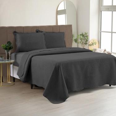 Imagem de Cobre Leito Colcha Casal Queen Dupla Face com Toque Macio 200 Fios Ult