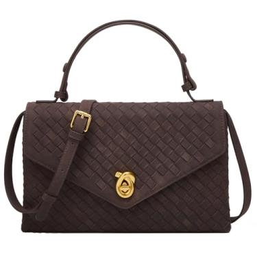 Imagem de Bolsas de tecido para mulheres bolsa de mão bolsa transversal bolsa moderna bolsa Hobo bolsa de ombro bolsa de ombro bolsa de mão para festa de trabalho, Café A, 11.1" x 2.8" x 6.7"