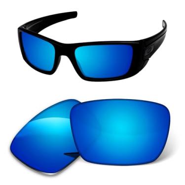 Imagem de Lentes de substituição de 1,6 mm compatíveis com óculos de sol Oakley Fuel Cell OO9096, antiarranhões e resistentes a impactos, Azul gelo espelhado, One Size