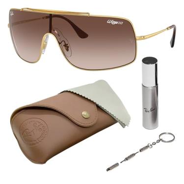 Imagem de Ray-Ban RB3897 WINGS III Óculos de sol quadrados para homens e mulheres com kit oficial RAYBAN Eyewear, Armação dourada polida Arista | Lente marrom, 1 mm