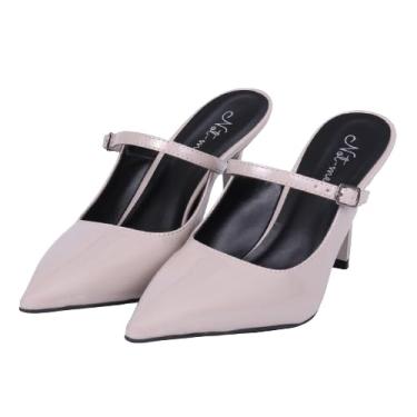 Imagem de Scarpin Feminino Bico Fino Salto Alto Fino Detalhe De Fivela Minimalista (Cinza, BR, Adulto, Numérico, 36)