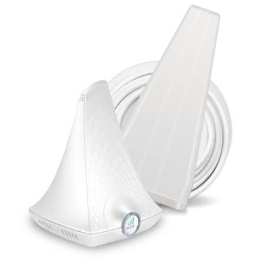 Imagem de SureCall Amplificador de sinal de celular FlareDB+ para trabalhar em casa | Impulsiona Verizon, AT&T, T-Mobile | Antena interna integrada para fácil instalação | Cobre até 3500 pés quadrados, branco