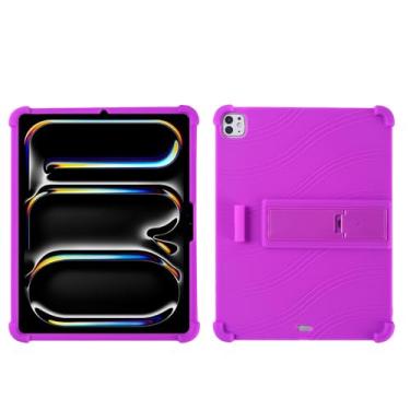Imagem de QYiiD Capa para iPad Pro de 11 polegadas (M5) 2025/ (M4) 2024 (Modelo: A3357, A3358, A3359, A2836/A2837/A3006), capa protetora dobrável de silicone leve para crianças, roxa