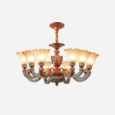 Imagem de Lustre de luxo europeu para sala de estar, estilo retrô americano, para restaurante, quarto, villa, hotel, café, duplex, loja de roupas, salão de beleza, luminária pendente (E 10 lâmpadas)