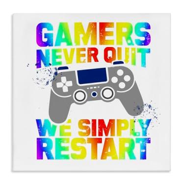 Imagem de Stupell Industries Arte de parede em tela Rainbow Gamers Never Quit, design de Kim Allen, 17 x 17
