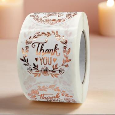 Imagem de Adesivos de agradecimento, 500 peças, ouro rosa, agradecimento, embalagens, adesivos à prova d'água, etiquetas autoadesivas, envelope, formatura, negócios, aniversários, casamentos, brindes, decoração