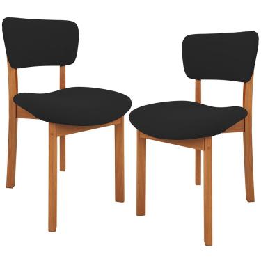 Imagem de Kit 02 Cadeiras Para Sala de Jantar Cozinha Living Estofada Dara L02 Suede Preto - Lyam Decor