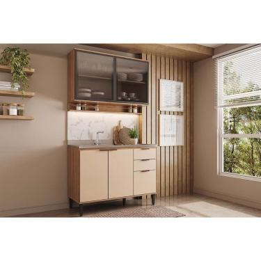 Imagem de Cozinha Completa Alpha 2 Peças (1aéreo+1balcão) C2p54 Freijo-off White - Carraro