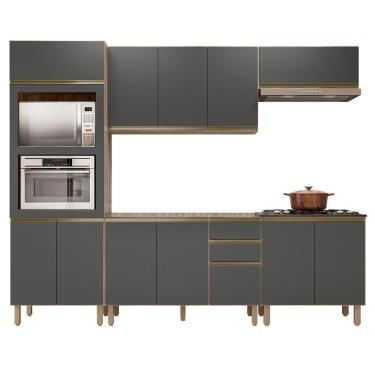 Imagem de Armário De Cozinha 5 Peças Sem Tampo Jany N03 Carvalho/grafite - Mpozenato