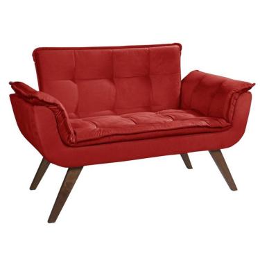 Imagem de Poltrona Namoradeira Opalla Suede Base Palito Vermelho