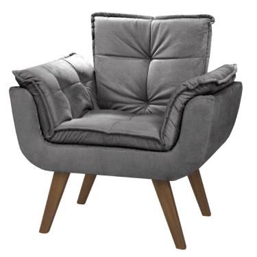 Imagem de Poltrona Orion 1 Lugar Base Palito Tecido Cinza