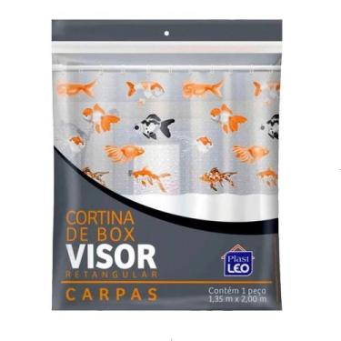Imagem de Cortina de Box para Banheiro Vinil Com Visor Retangular 1,35x2m Estamp
